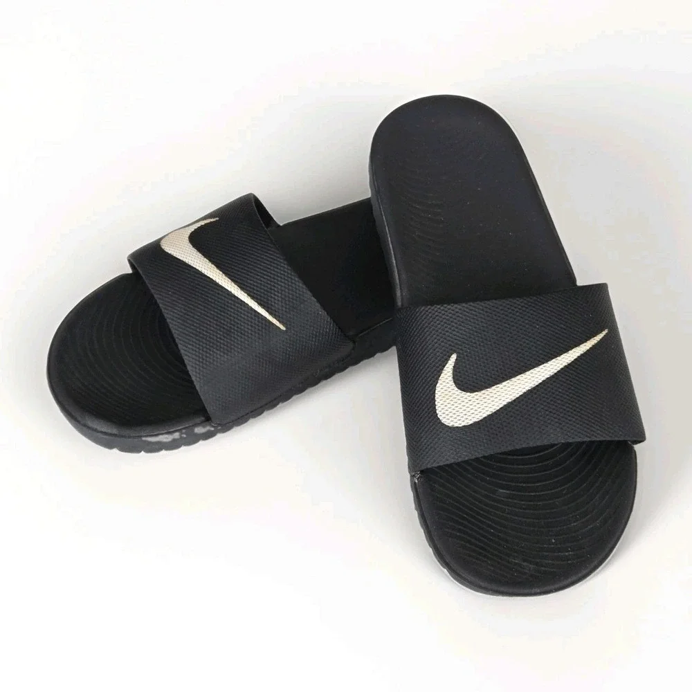 Nike Sandals Youth 5 Kawa Flip Flop Slide Black Open Toe Comfort Logo 819352-001